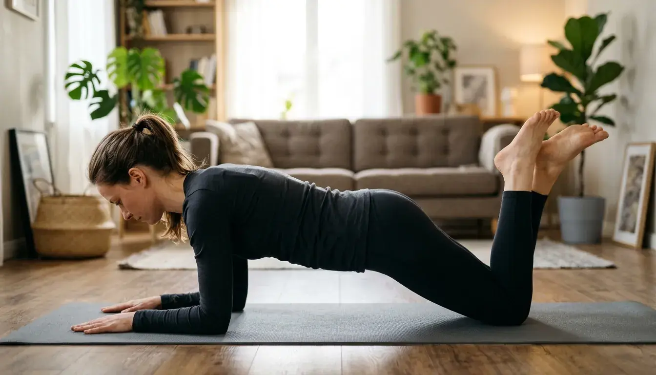 Plancha abdominal de rodillas, versión fácil para empezar